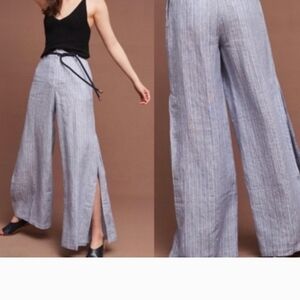 Elevenses Wide-Leg Pants in Light Blue and White